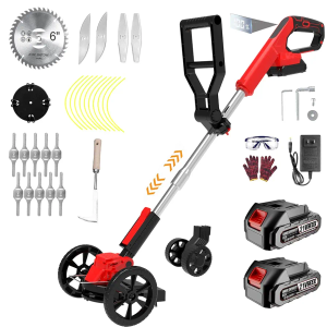 Electric Weed Wacker Eater Cordless Grass Trimmer Battery Powered with 2 Battery&25 Pcs Blades, 3 in 1 21V/2.0Ah Lightweight Portable String Trimmers/Edger Lawn Mower/Brush Cutter for Yard Garden