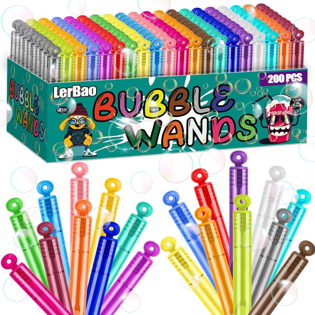 200Pcs 20Colors Circle Mini Bubble Wands,Bulk Bubbles Wand,for Kids Party Favors,Birthday,Beach, Outdoor, Garden, Classroom, Bathe Time, Valentine's Day, Easter Stuffer, Halloween, Christmas