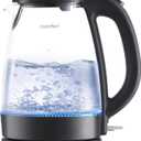 COMFEE' Electric Kettle, 1.7L Hot Water Boiler, 1500W Fast Boil, Glass Electric Tea Kettle with LED Indicator, Auto Shut-Off and Boil-Dry Protection, BPA Free (1.8 Quarts, Deep Black)