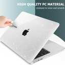May Chen Case for MacBook Air 13/13.6-inch (M5/M4/M3/M2, 2022-2026 Models A3449 A3240 A3113 A2681), Lightweight | Closes Seamlessly | Ideal for Work Hard Shell Case, Clear Glitter