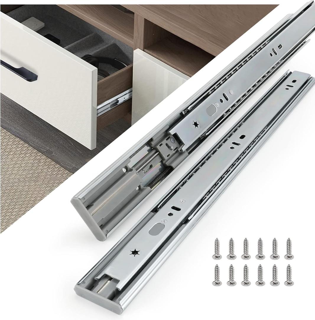 homdiy 5 Pair Soft Close Drawer Slides, 20 Inch 10 Pieces Heavy Duty Side Mount Ball Bearing, 3-Section Full Extension, 100LB Capacity (Silver) for Cabinets