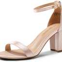 DREAM PAIRS Women's Chunk Low Heel Pump Sandals (9)