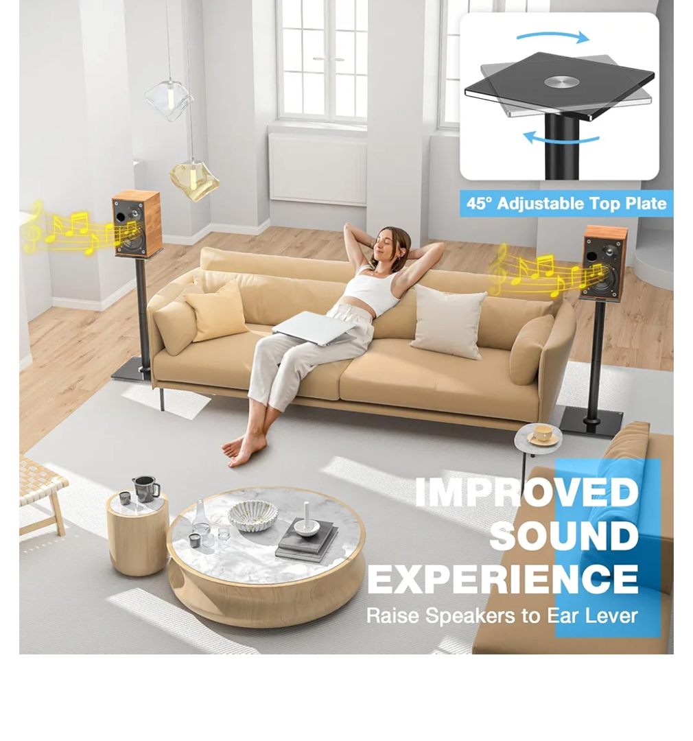 USX MOUNT Universal Speaker Stand, Height Adjustable Extend 30.0" to 39.1" for Satellite Speakers & Small Bookshelf Speakers up to 11 lbs Per Stand, 1 Pack Floor Stand for Sony Bose Polk JBL Yamaha