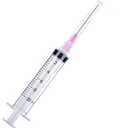 2 Pack Disposable 10ml/cc Lab Syringes with 18Ga 1 Inch Needle Luer Lock, Individually Sealed Packed