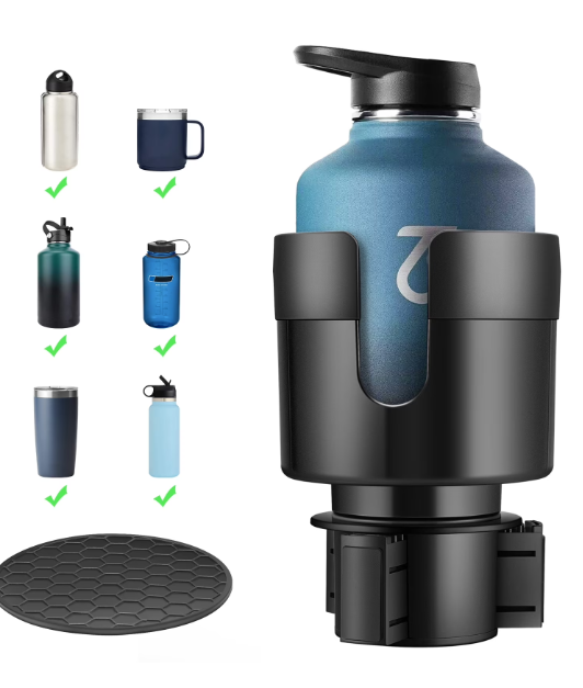 TYKOR Car Cup Holder Expander, Cup Holder Extender for Car with Adjustable Base, Fits Yeti 24/36/46oz, Hydroflask 32/40oz, Large Bottles in 3"3.9" (1640oz)