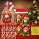 16 Pack Christmas Mini Stuffed Animal Bulk Plush Dogs for Kids 4'' Small Stuffed Puppy with Hat Scarf Plushies Dog Toys Gifts for Christmas Xmas Birthday Party Favors