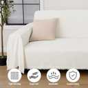 Chenille Couch Cover Washable Beige White Couch Throw Covers for 3 Cushion Couch Comfortable Thick Soft Blanket Sofa Covers L Shape Heavy Duty Furniture Protector for Kids, Pets, Ivory 91"x 150"