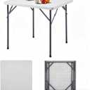 BOOSDEN 32 Inch Square Folding Table, Lightweight Card Table for Indoor Outdoor, Portable Utility Foldable Tables with Collapsible Legs, Plastic Table for Puzzles, Game, Crafting, Camping,Party,Picnic