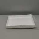 US Acrylic White Plastic Serving Trays (Set of 4) 15 x 10 | Large Unbreakable Reusable Rectangular Party Platters | Serve Appetizers, Fruit, Veggies, & Desserts | BPA-Free & Made in USA