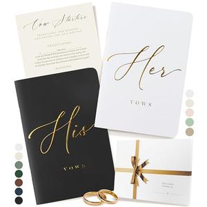 ARTESORI Premium Wedding Vow Book for Her & Him, Soft Touch, Gold Foil, 28 Lined Pages, Wedding Vow Books His and Hers, Wedding Essentials, Wedding Registry Ideas, His and Hers Gifts [White & Black]