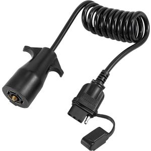 X AUTOHAUX 4.5ft 7 Way Round to 4 Way Pin Flat Trailer Coiled Wiring for Vehicle Car RV Harness Connector Adapter Plug