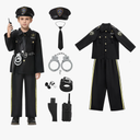 LumiParty Police Costume for Kids, Police Officer for Boys with Costume-Shirt, Pants, Hat,Belt, Role Play Kit for Boys Girl, Size M