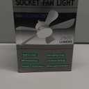 25" Socket Fan Light with RemoteE26/E27-66W 3 Colors 3000-6500K Socket Breeze Ceiling Fan,6 Speed Wind Light Bulb Fan for Bedroom, Living Room, Kitchen, Garage(White)