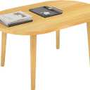 Oval Coffee Table Low Table with 4 Solid Wood Sturdy Legs,Floor Table Desk for Sitting on The Floor,19.7"D x 31.5"W x 16"H Inches,Living Room/Toy room Furniture,Rental house Furniture (Natural-Oval)