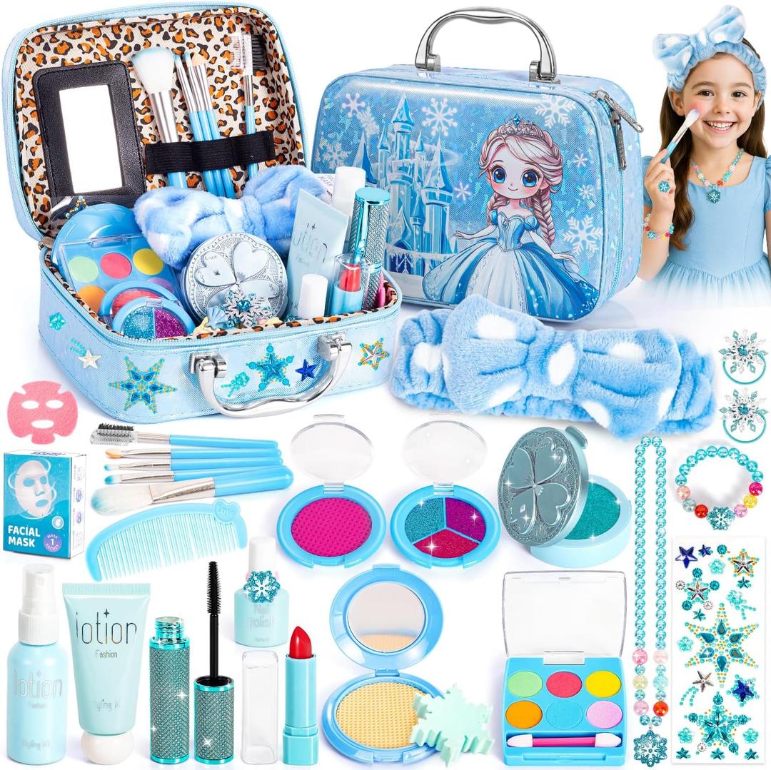 Frozen Pretend Makeup for Toddlers Toys 3-5, Fake Play Make Up Pretend Play Princess Frozen Toys for Girls, Christmas Birthday Princess Gifts Toys for 3 4 5 6 7 8 Year Old Girls Kids