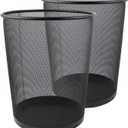 Waste Basket | Metal Wire Mesh Bin | Pack of 2 | Lightweight & Stylish | Ideal Trash Can for Home & Office Waste | 4 Gallon (Black)