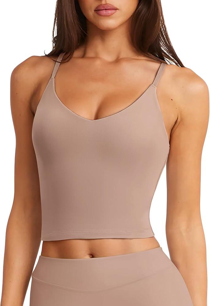 LASLULU Womens Adjustable Spaghetti Strap Sports Bra V Neck Wireless Padded Yoga Bra Camisole Workout Crop Tops, XL LASLULU Womens Adjustable Spaghetti Strap Sports Bra V Neck Wireless Padded Yoga Bra Camisole Workout Crop Tops, XL