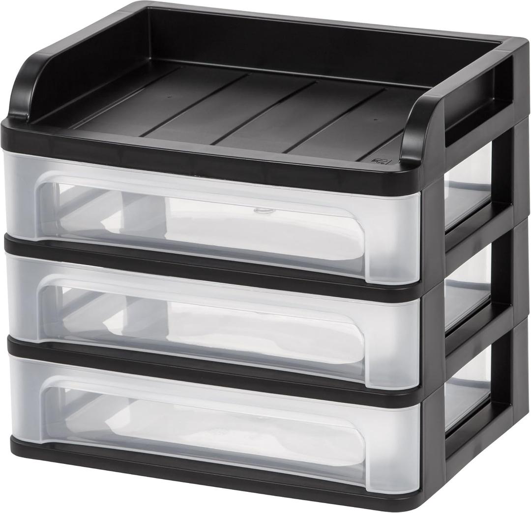 IRIS Small Desktop Drawer System, 1 Pack, Black