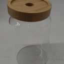 900ML/30Oz Clear Cute Glass Storage Canister Holder with Airtight Bamboo Lid, Modern Decorative Medium Container Jar for Coffee, Spice, Candy, Salt, Cookie, Condiment, Pepper, Sugar