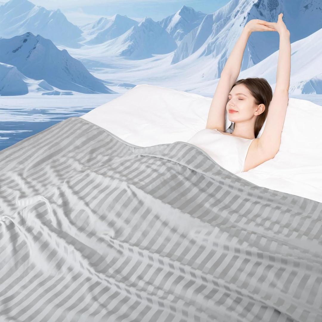 Elegear Revolutionary Cooling Blanket King, Absorbs Heat to Keep Body Cool for Night Sweats, Double Sided Arc-Chill 3.0 Cool Fiber Q-Max>0.5, Cold Summer Blankets for Hot Sleeper, Light Gray