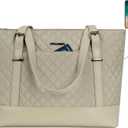 KROSER Laptop Tote Bag 15.6 Inch with USB Port, Large Work Tote Bag Computer Shoulder Bag for Women, Laptop Carrying Case Stylish Handbag Gift for Office Business Travel(Light khaki)