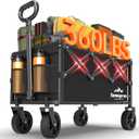 Wagons Carts Foldable, 360LBS Folding Utility Heavy Duty Wagon Cart with Wheels, 100L Portable Utility Outdoor Wagon for Shopping, Beach, Camping, Sports, Garden (Black)