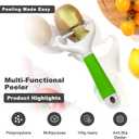 2 x Li&Zhao Potato Peelers - Y-Shaped Potato Peelers with Non-Slip Silicone Handle, Vegetable Peelers for Kitchen, Doesnt Ruin Manicure Silky Effortless Peel Potatoes, Carrots, Apples, Veggies and More (Green)