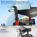 KingPavonini Foldable Walkers for Seniors with Seat, 6-Level Seat & Handle Adjustable, 380LB Reinforced Rollator Walker with Seat Ergo Dual-Layer, 16.5LB Lightweight Portable, All-Terrain Wheels