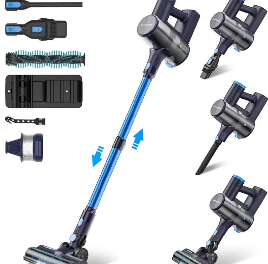 Claesydorn Cordless Vacuum Cleaner, Powerful 6-in-1 Lightweight Stick Vacuum Up to 45mins Runtime with Ultra-Large Capacity Battery, Rechargeable Handheld Vacuum for Hard Floor Pet Hair Home