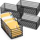 Oudain 4 Pcs Sugar Packet Basket Sugar Packet Rack Small Caddy Iron Organizer for Coffee Bar Tea Storage, 4.5" x 2.25" x 1.75" (Black)