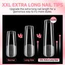 UNA GELLA Nail Tips Square XXL Long: Full Cover Pre-file Square Straight Gel Nail Tips No C Curve for DIY Press On Nails 216PCS, 12 Sizes Gel Nail Extensions Art Salon