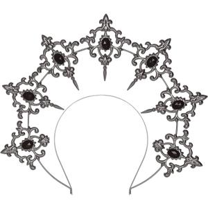 L'VOW Mary Halo Crown Baroque Saint Headdress Stars Goddess Tiara and Crown for Women Boho Wedding Headpiece Costume