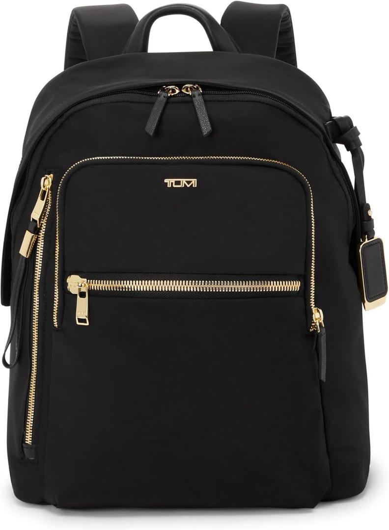 TUMI - Voyageur Halsey Backpack - Travel Backpack - For Business, Fashion, Commute - Holds Up to 14" Screens - Black & Gold (One Size)