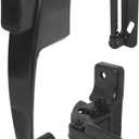 Prime-Line K 5071 Push Button Latch w/ Tie Down, Single Unit, Black  Designed to Accommodate Multiple Surfaces, Complete with Night Lock, Contemporary Design (Single Pack)