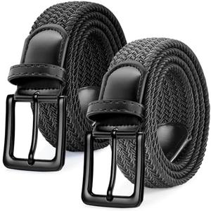 SANSTHS Elastic Woven Golf Belt for Men, 1.3" Casual Stretch Braided Web Belt with Pin Buckle for Golf Jeans Casual Pants Size: Fit Waist Size 37"-40"
