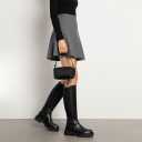 Womens Knee High Boots  Lightweight Spandex Fabric, Comfortable Round Toe, Side Zipper & Platform Chunky Heel  Easy Match Wide Calf Boots (9, Black)