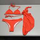 SHENHE Women's 3 Piece Textured High Cut Halter Triangle Bikini Swimsuit with Cover Up, Size XS