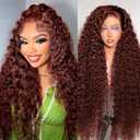 30 Inch 13x6 Reddish Brown Deep Wave Lace Front Wigs Human Hair 200% Density HD Lace Front Wigs Human Hair Pre Plucked Natural Color Glueless Wig 100% Virgin Lace Front Wigs for Women