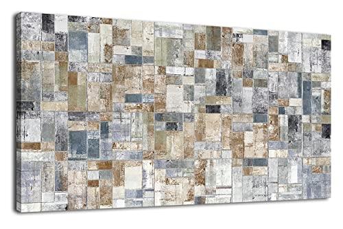 Large Abstract Canvas Wall Art for Living Room Wall Decor Geometric Patterns Canvas Prints Artwork Brown Grey Indigo Rectangle Canvas Pictures Home Office Wall Decorations Ready to Hang 20" X 40"
