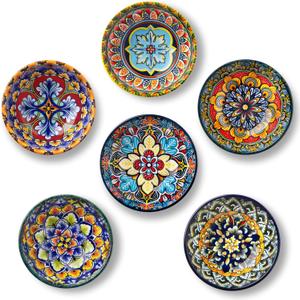 vancasso SIMI 2.7 Oz Ceramic Dipping Bowls Sets of 6, Bohemian Small Bowls for Sauce, 3 Inch Mini Appetizer Plates for Soy Sauce, Sushi, Condiments & Side Dishes, Microwave & Dishwasher Safe