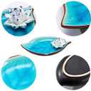 Incense Holder for Sticks, Ceramic Incense Ash Catcher Tray, Leaf-Shape Tray and Lotus Sticks Holder (Sky Blue)