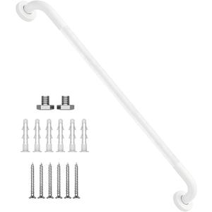 32 Inch Shower Grab Bar 1.25" Dia, White Anti Slip Bathroom Grab Bar, 304 Stainless Steel Knurled Handicap Grab Bars, Safety Support Handrail, Assist Bath Shower Handle for Elderly Injury Senior
