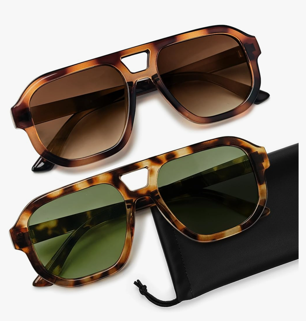 livho Trendy Polarized Square Aviator Sunglasses Women Men Square Eyewear Frame, Retro Sun Glasses for Women Men 2025 Shades