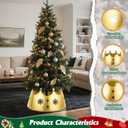 QEQEKAKA Metal Christmas Tree Collar Decorations 23Inch Gold Crown Christmas Tree Ring Collar 4-Panel Hollow Snowflakes & Acrylic Gem Inlays, for Xmas Home Indoor & Outdoor Holiday Party Decor