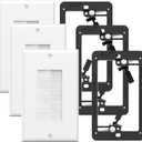 VCE Brush Wall Plate with Mounting Bracket 3-Pack, Cable Pass Through Insert Single Gang Wall Cover for Low Voltage Cables, Cord Hider for Wall Mount TV, Home Theater System, White