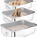 Stainless Steel Cat Litter Box, 3 Pack 23.6"x15.7"x7.9" XXL Metal High Sided Litter Pan, Extra Large Stainless Steel Box Splash-Proof and Non-Stick Cat Poop Box odorless