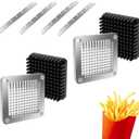 2Pcs 1/4''Replacement Chopper Blade, Commercial Vegetable Chopper Dicer Stainless Steel Blade and Pusher Block for Fruit Cutting Machine Tomato onion French Fries Cutter