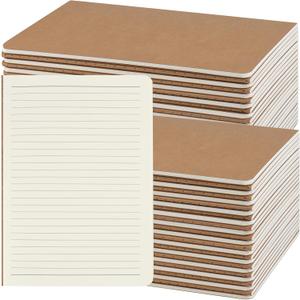 ZCZN 50 Pack A5 Kraft Notebooks Bulk, 8.15x5.5 Inches Lined Paper Journaling Notebooks, Notebooks for Work, Composition Notebooks for School, Journal Notebooks for Office, 60 Pages