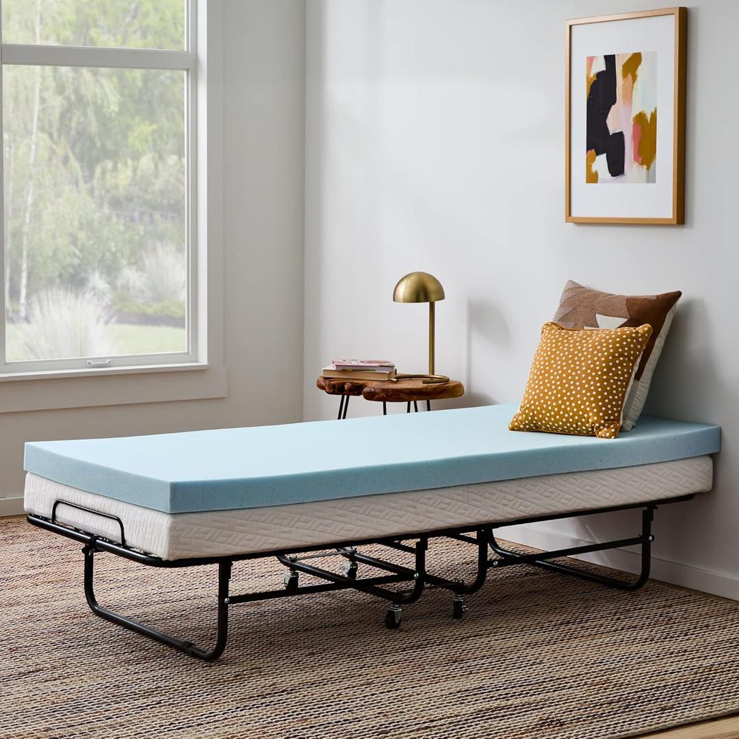 Linenspa Memory Foam Mattress Topper, Small Twin Size - 3 Inch Gel Infused Memory Foam - Plush Feel - Cooling and Pressure Relieving - CertiPUR Certified (Cot)