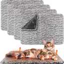 4 Pack Self Warming Cat Pads Self Heating Cat Mat Washable Homeless Dogs Thermal Pads Kennel Pad Reflects Body Heat Warm Crate Bed Mat for Indoor Outdoor Pet(Gray,22 x 35 Inch)